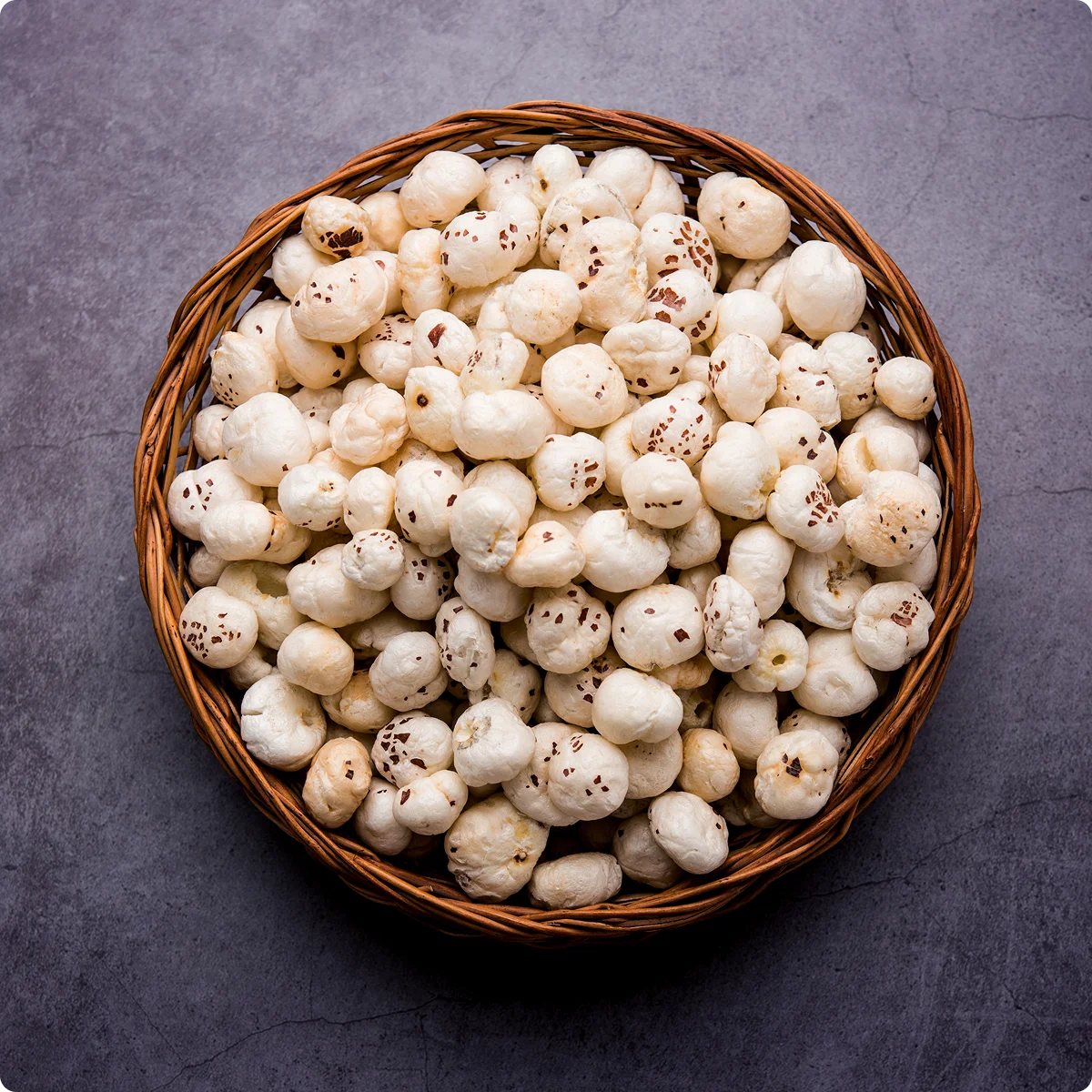 A bowl of roasted makhana